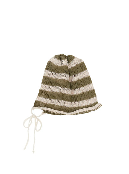 striped-ribbon-knit-beanie-cm526 / Green