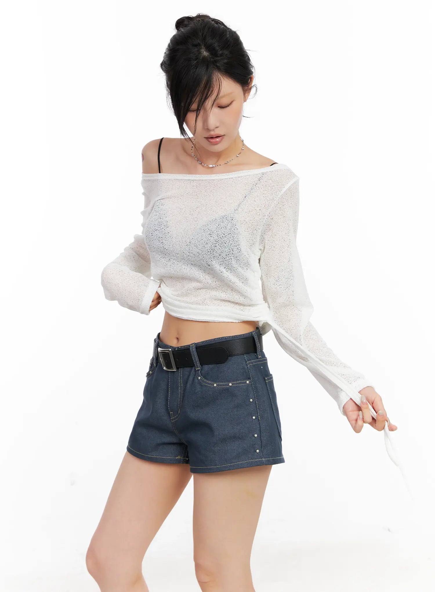 boatneck-off-shoulder-long-sleeve-cl525 / White