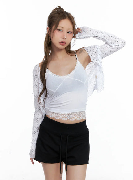 polka-dot-cropped-cardigan-cl510 / White