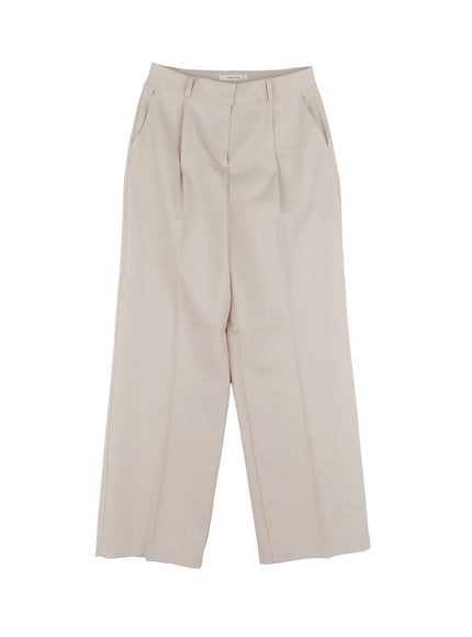 pintuck-tailored-trousers-cs523 / Light beige