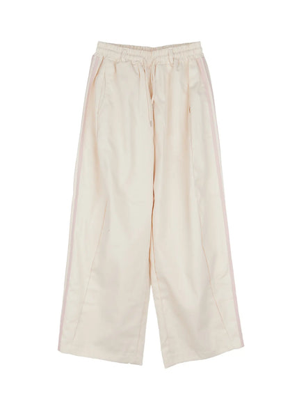 double-stripe-wide-cotton-pants-co501 / Light beige
