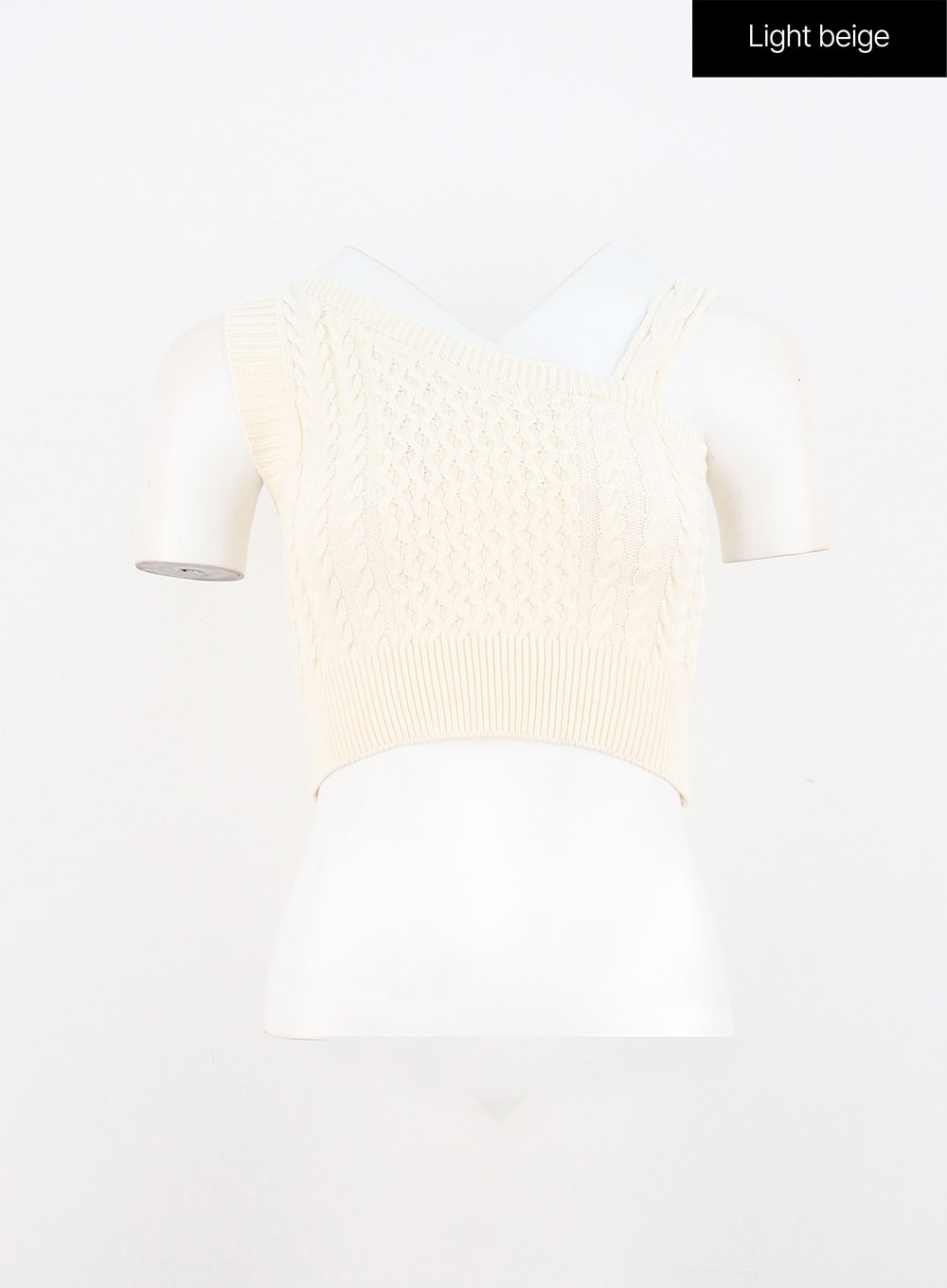 cable-knit-sleeveless-vest-oo325 / Light beige