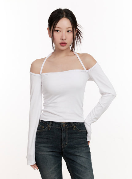 cross-strap-off-shoulder-top-cm507 / White