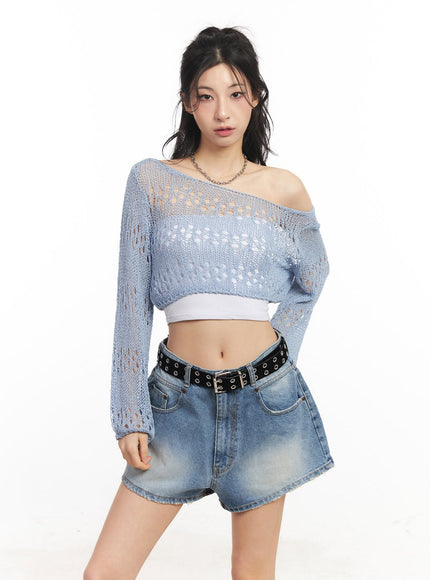Crochet Micro Knit Sweater CA514