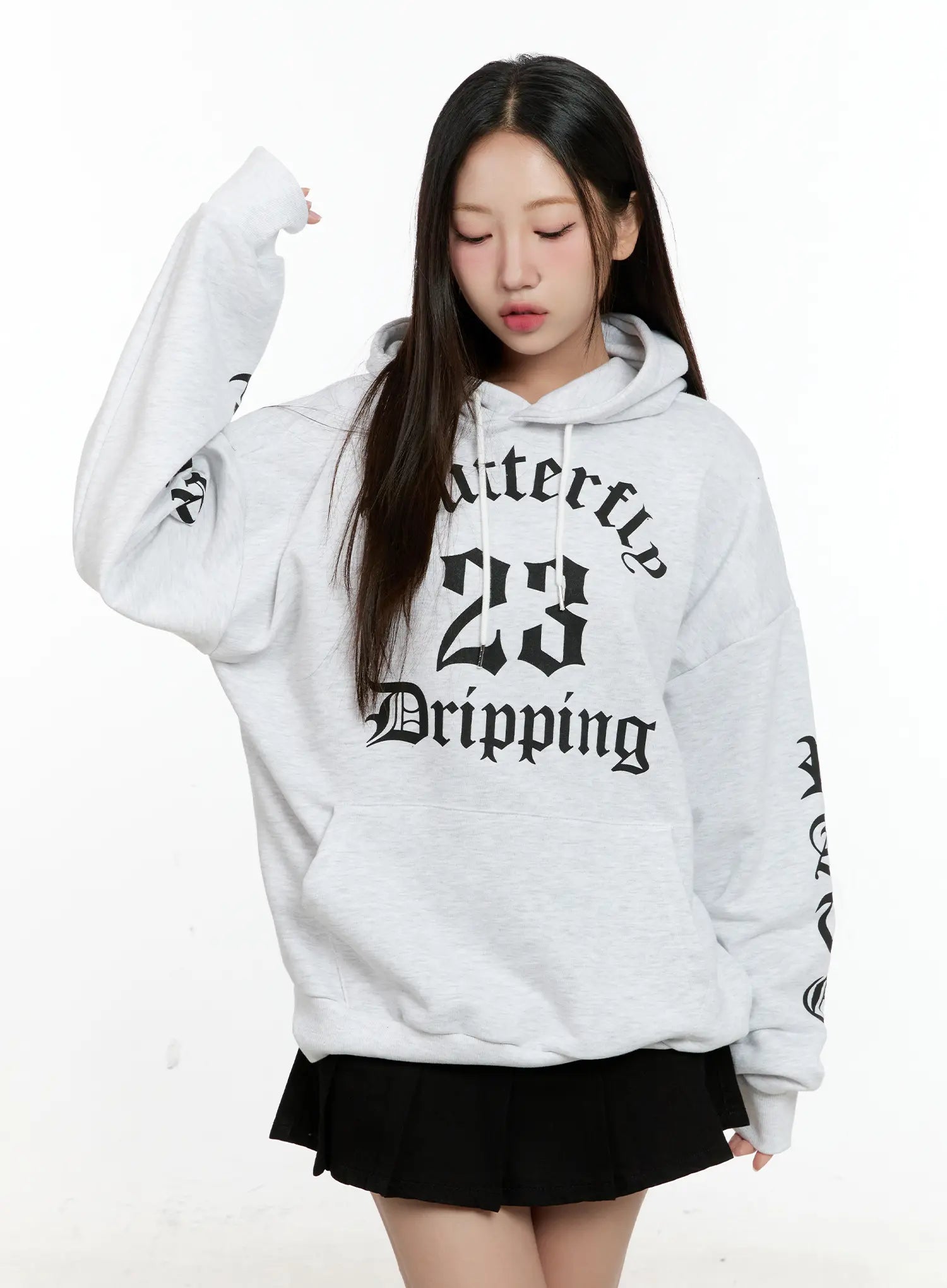 oversized-butterfly-graphic-hoodie-cg501 / Light gray
