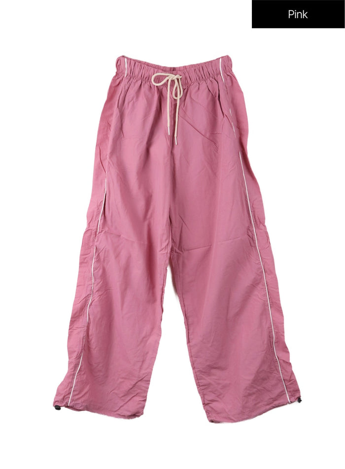 string-nylon-wide-pants-cf414 / Pink