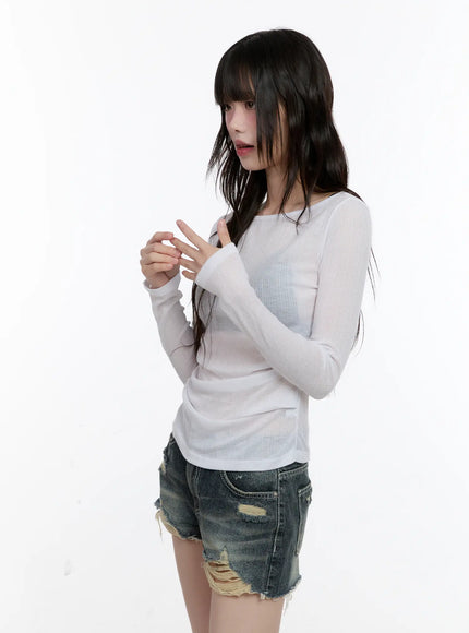boat-neck-sheer-long-sleeve-top-cl507 / White