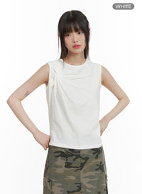 cotton-unbalanced-sleeveless-top-ca418 / White