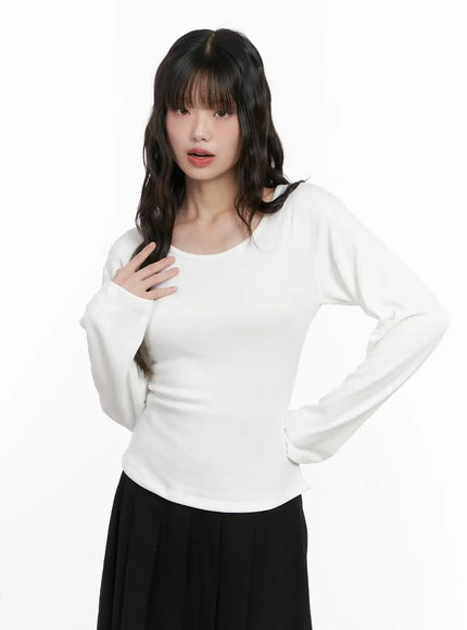 basic-fleece-lined-long-sleeve-tee-cn511 / White