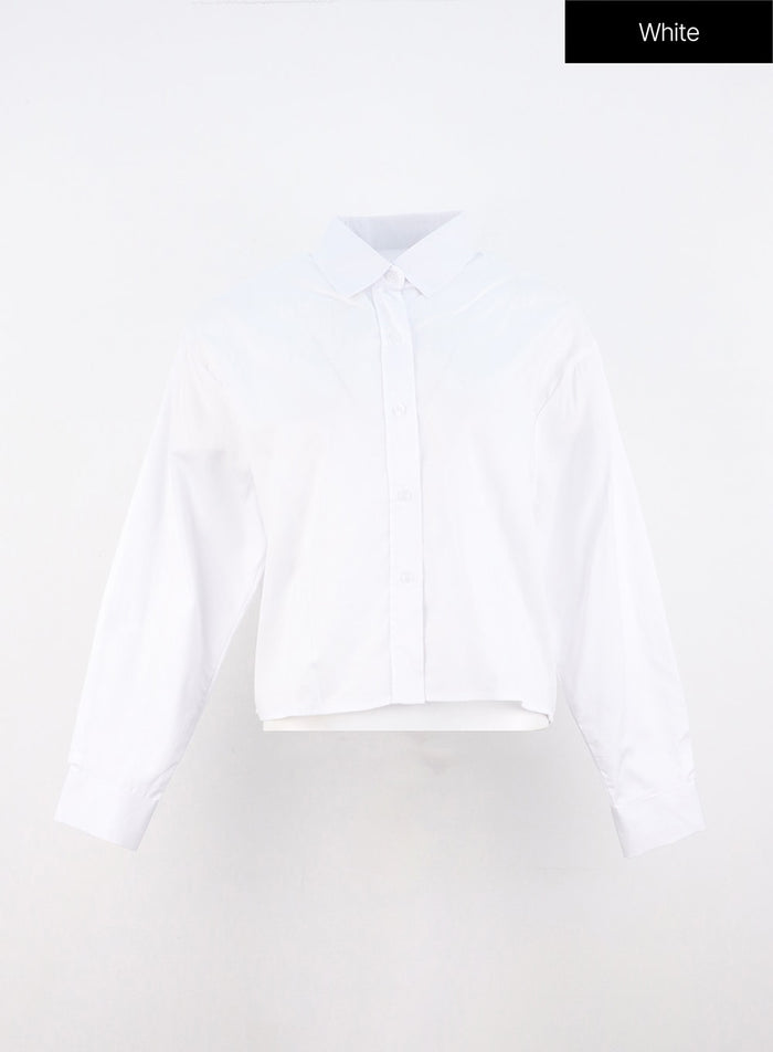 crop-buttoned-blouse-oo325 / White