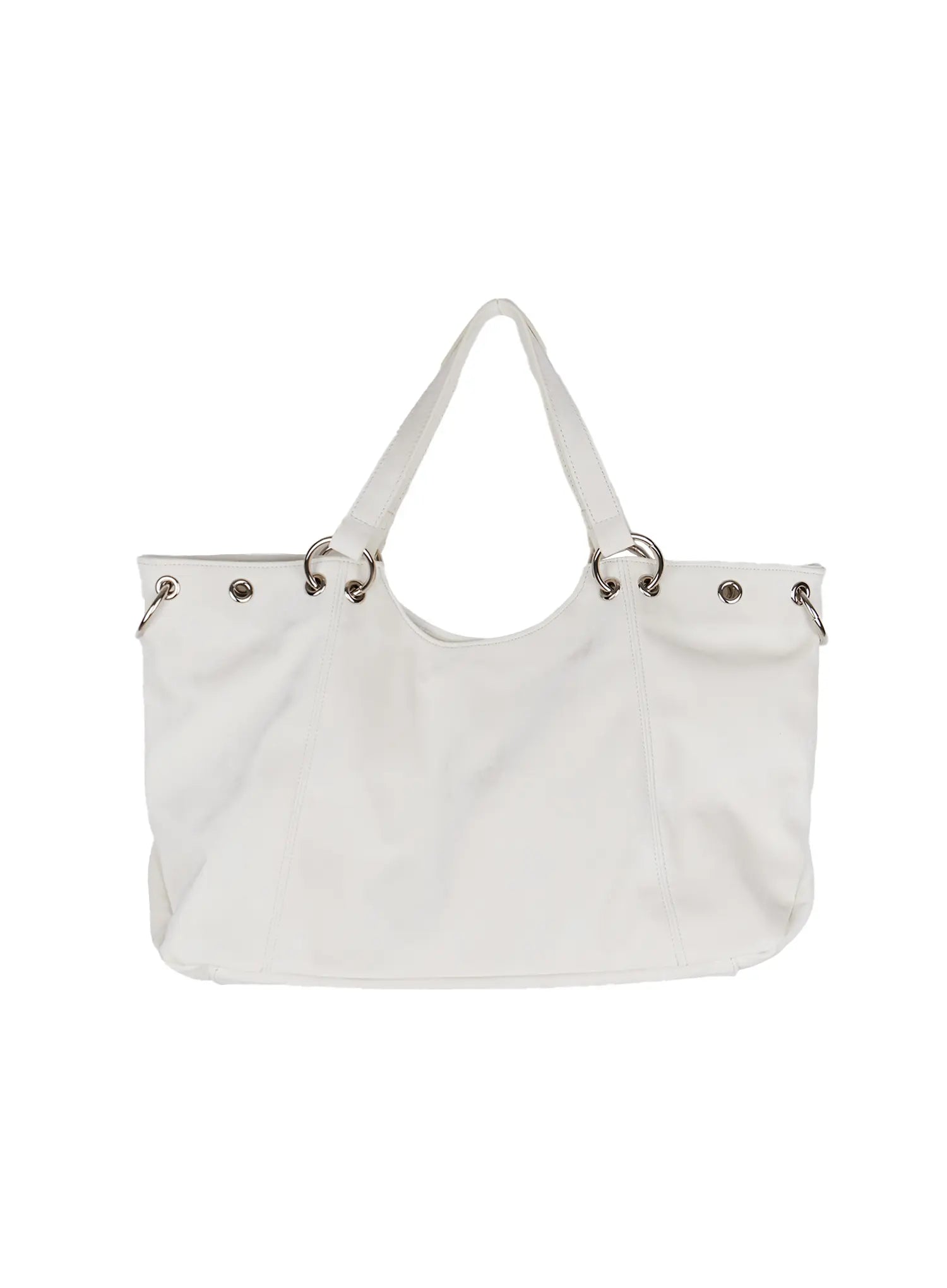 faux-leather-eyelet-tote-bag-cn511 / White