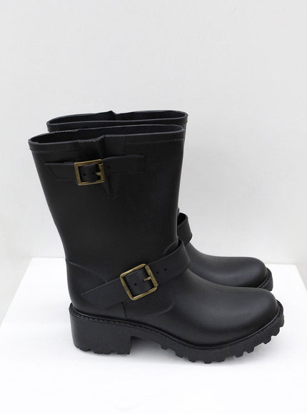 Double Buckled Mid-Calf Rain Boots OJ21