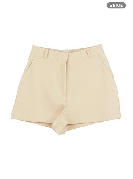 high-waist-basic-shorts-ol423 / Beige