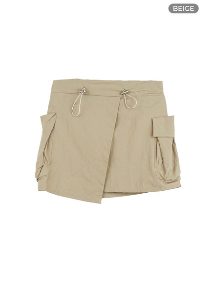 unbalanced-cargo-mini-skirt-cl403 / Beige