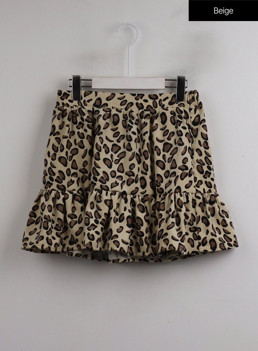 animal-print-ruffle-hem-mini-skirt-oj417 / Beige