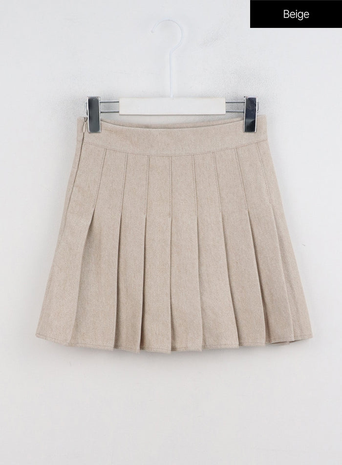 pleated-mini-skirt-on327 / Beige