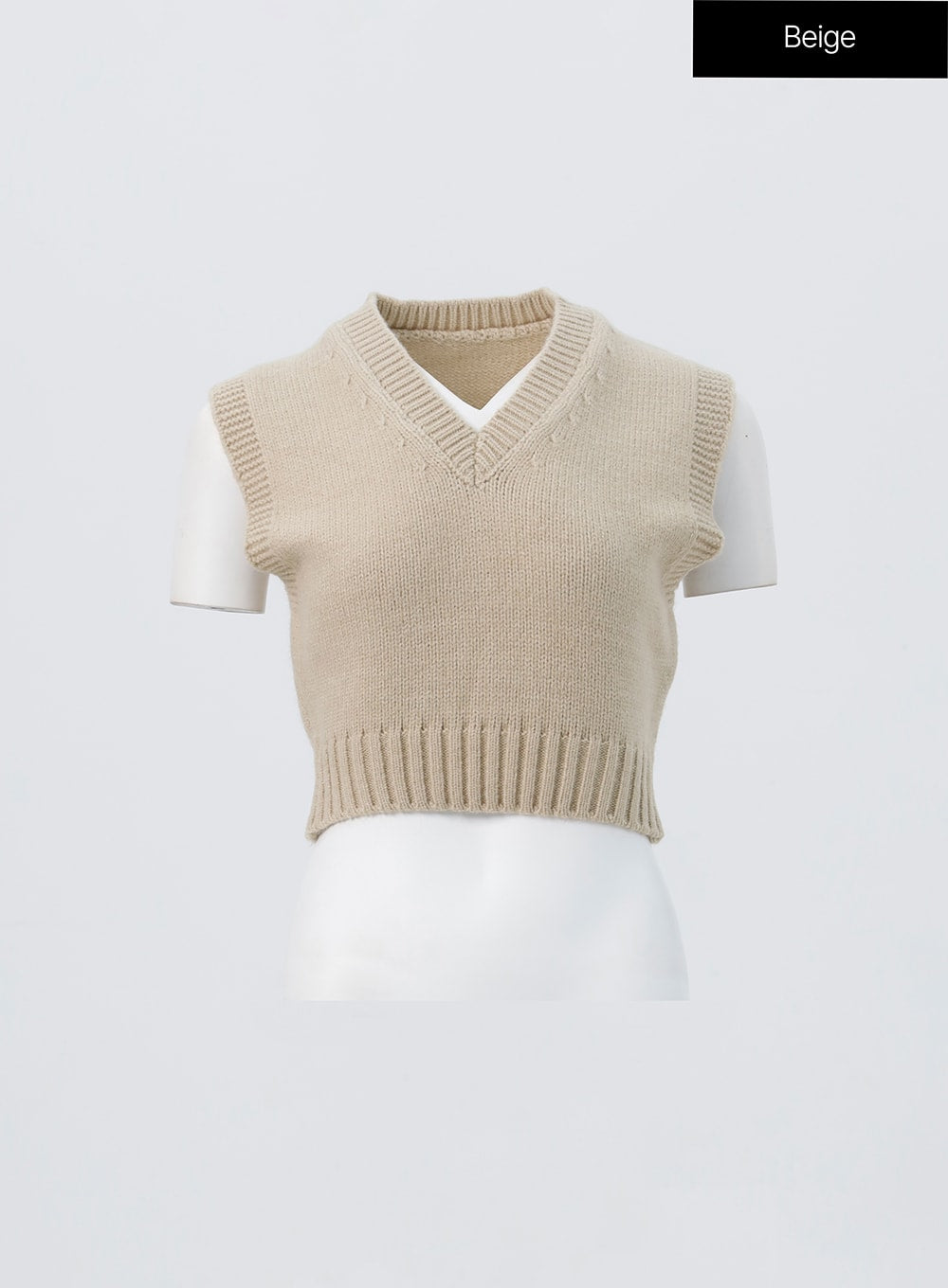 cropped-knit-vest-os326 / Beige