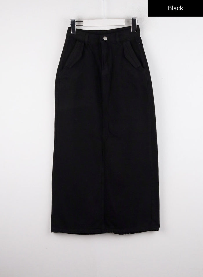 corduroy-mid-rise-solid-maxi-skirt-cd315 / Black