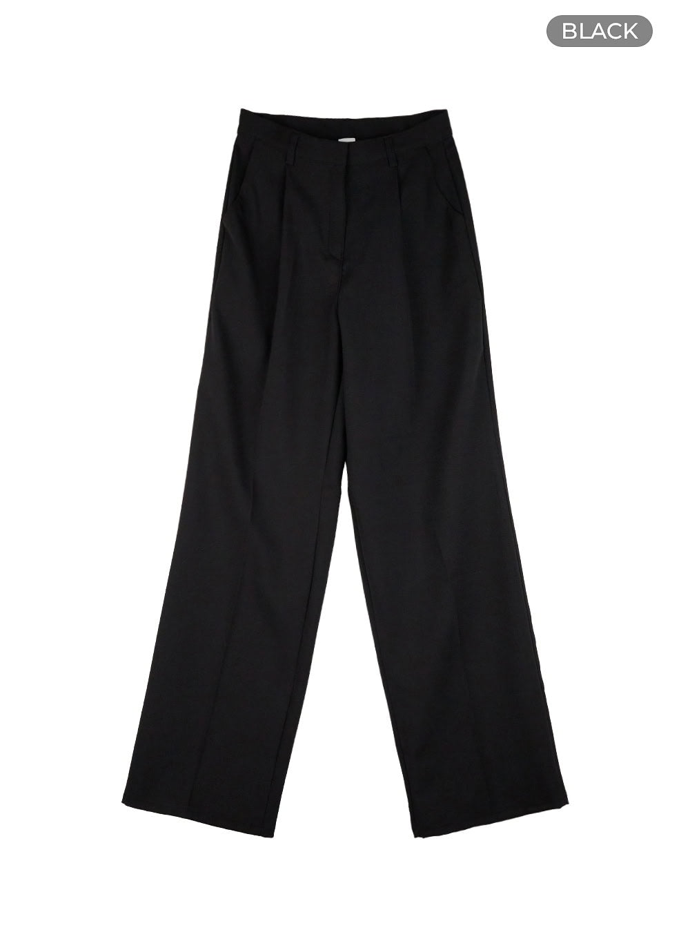 pintuck-wide-fit-tailored-pants-ou427 / Black