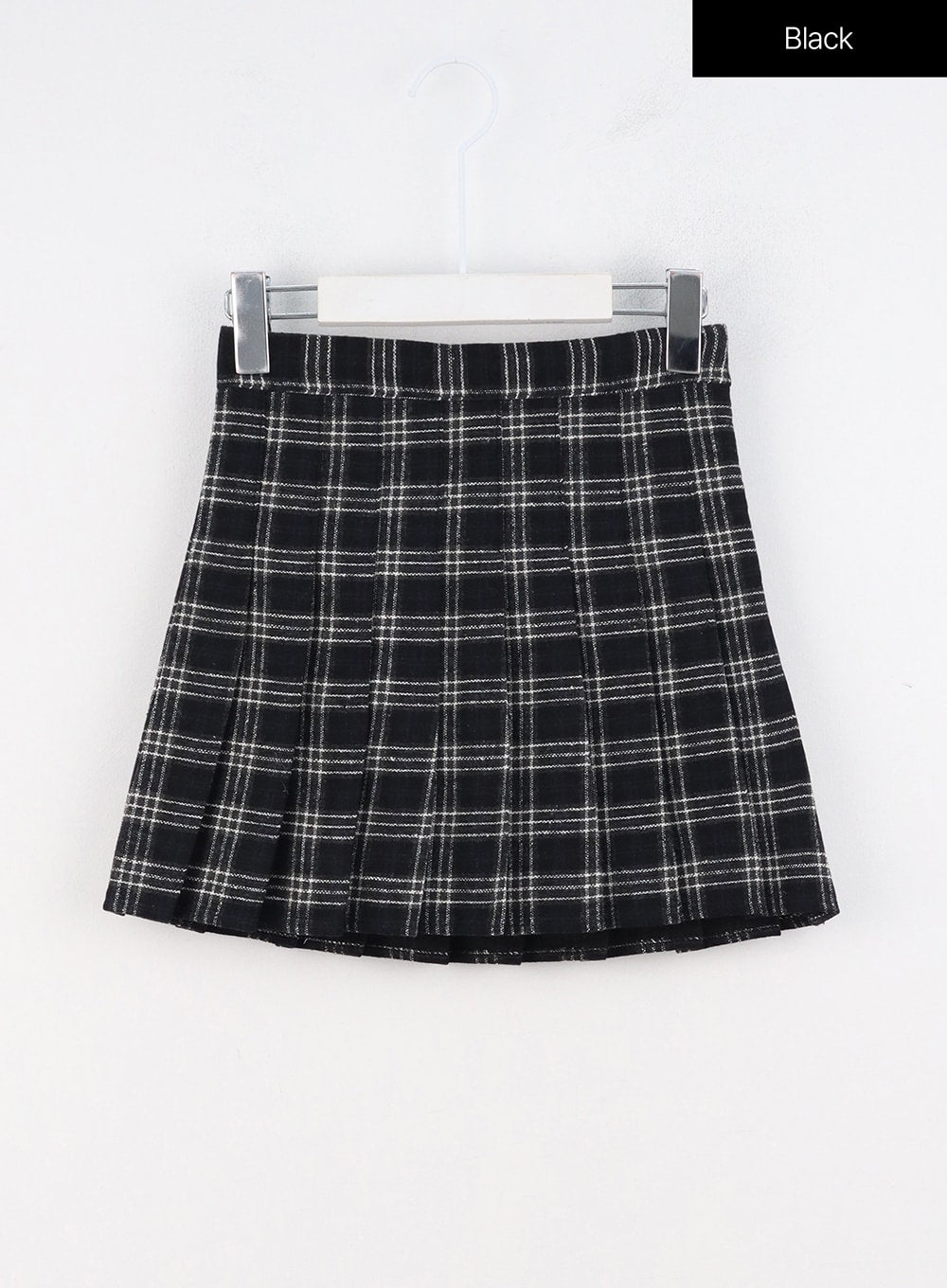 checkered-pleated-mini-skirt-oo312 / Black