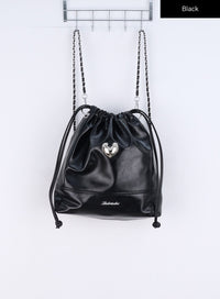 metallic-chain-backpack-cn324 / Black