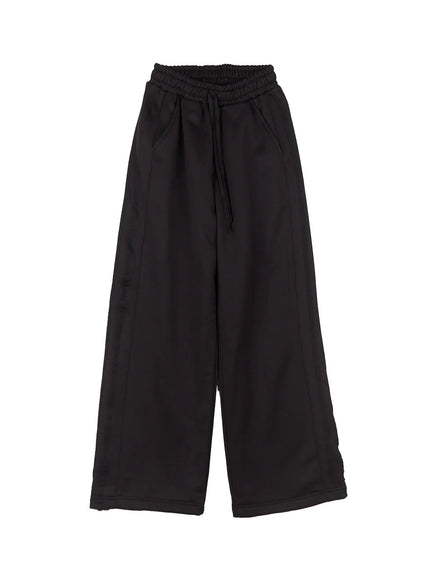 casual-wide-leg-track-pants-cl529 / Black