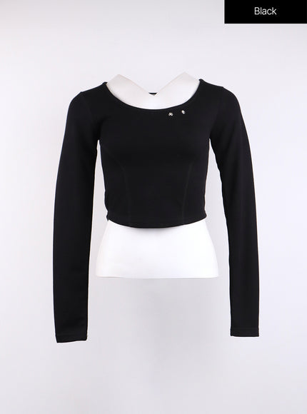 slim-u-neck-crop-top-cj422 / Black