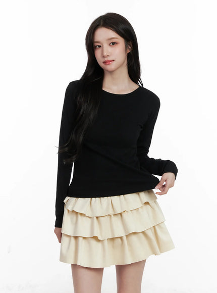 casual-round-neck-long-sleeve-cn526 / Black