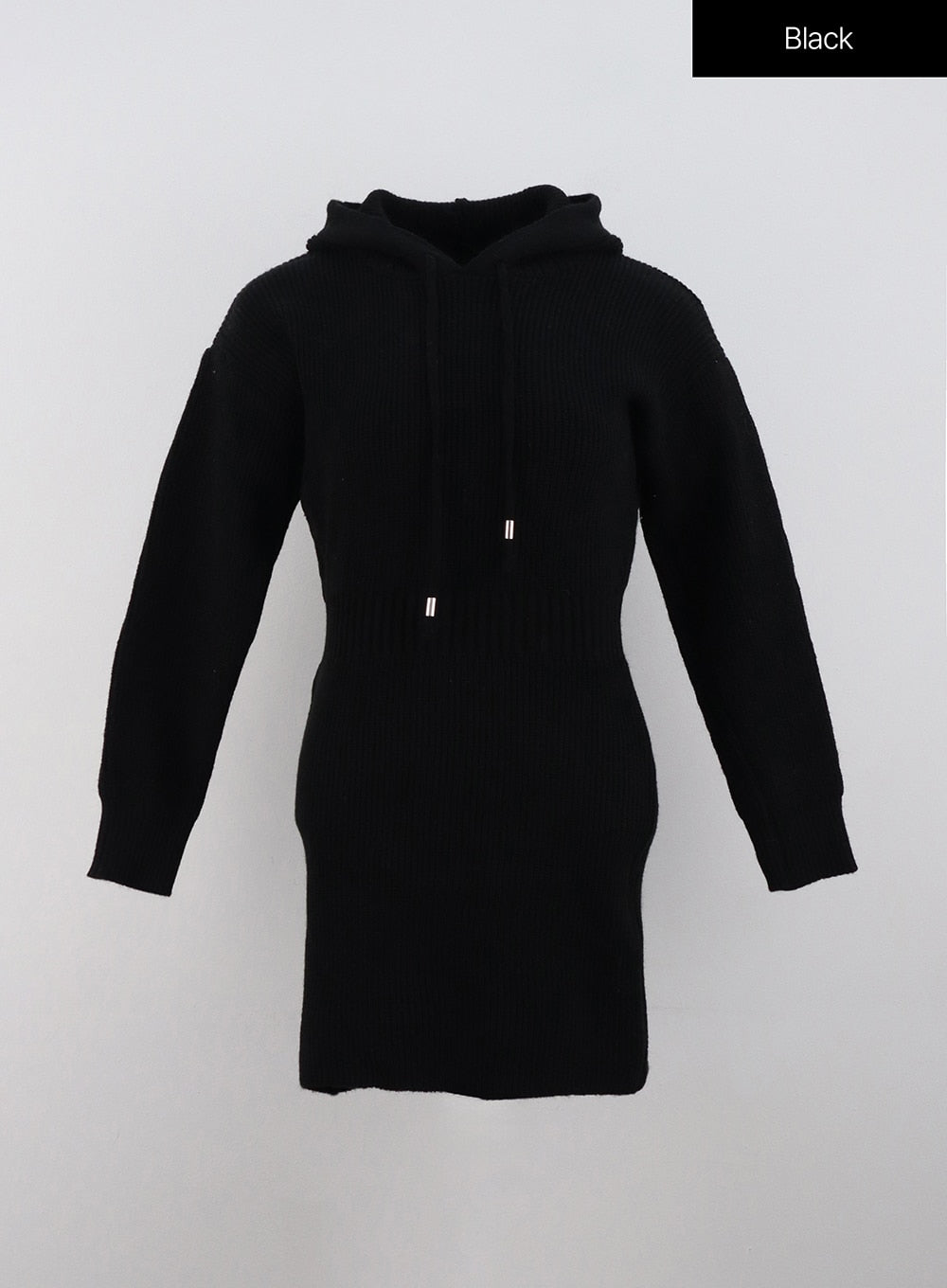 knit-hooded-mini-sweater-dress-on330 / Black