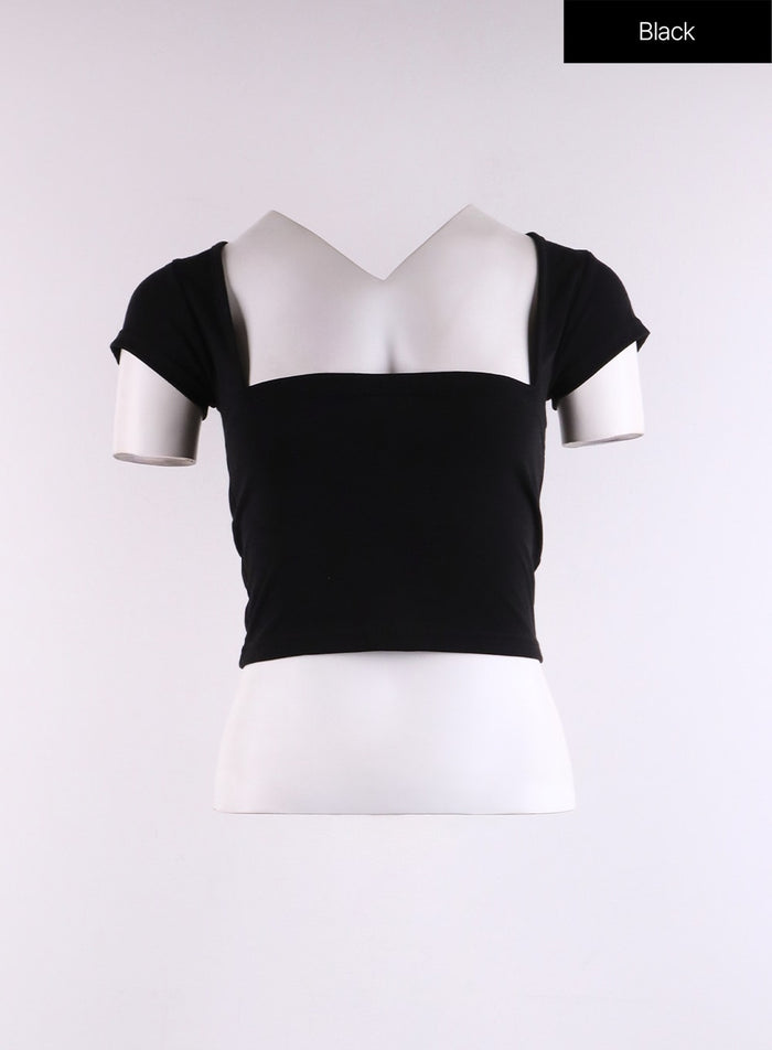 backless-short-sleeve-tee-cj425 / Black