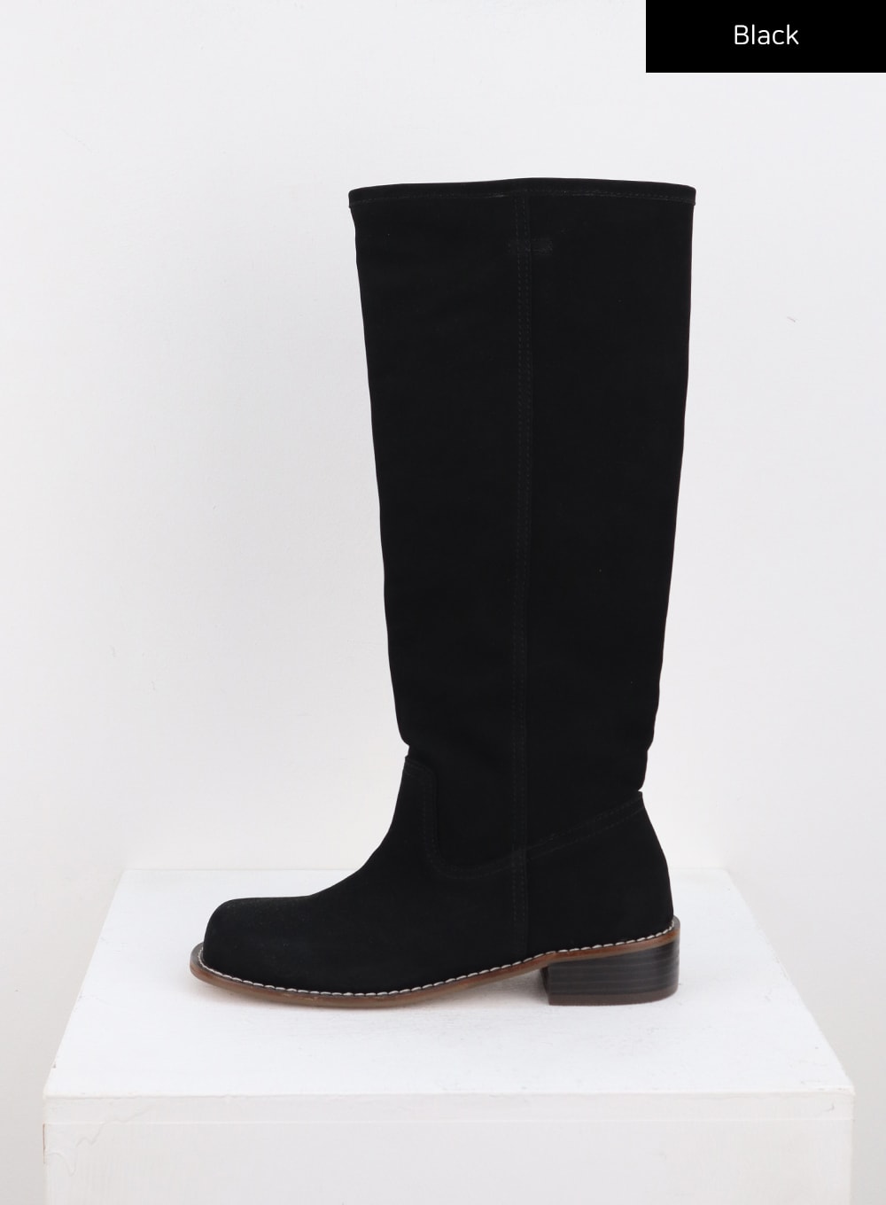 solid-stitched-leather-boots-co323 / Black