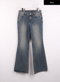 low-waist-cargo-flare-jeans-cj423 / Blue