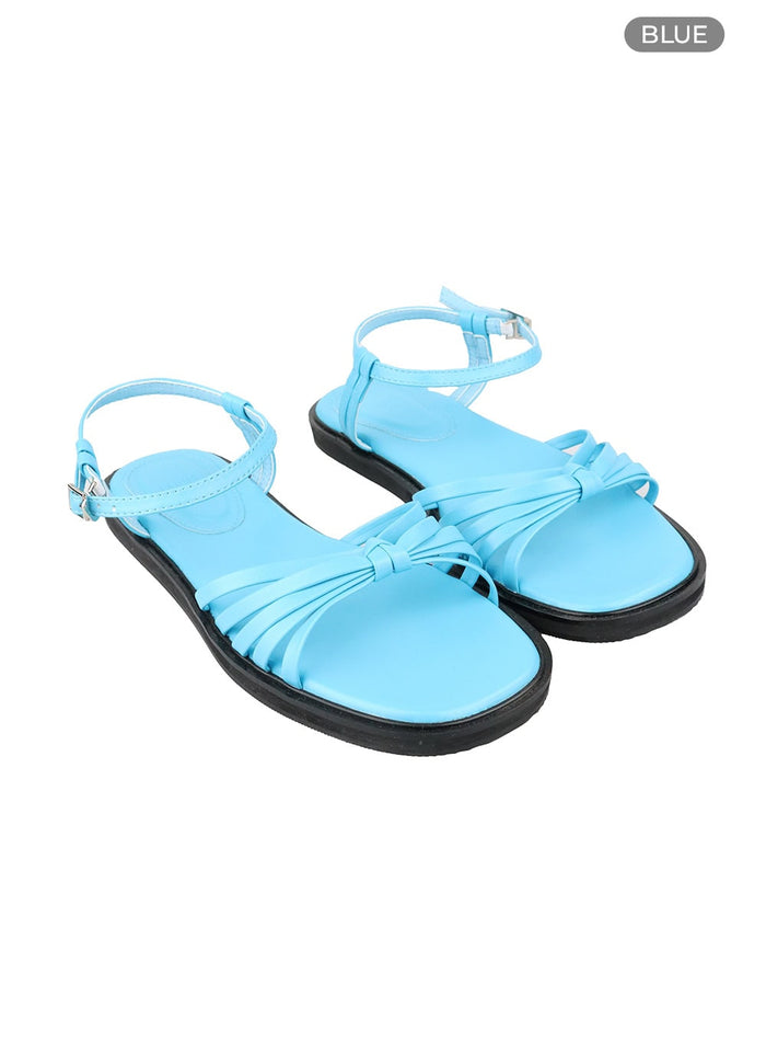 twist-strap-faux-leather-sandals-oy409 / Blue