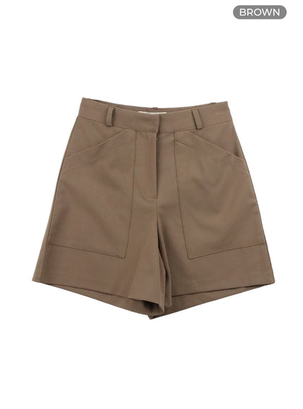 solid-loose-fit-shorts-oa429 / Brown
