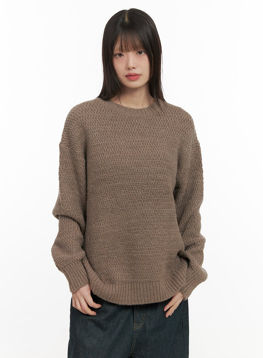 oversized-mohair-blend-sweater-cd425 / Dark beige