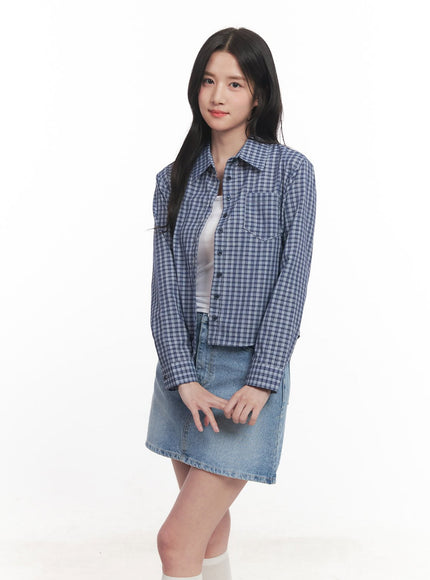 Picnic Checkered Crop Collared Shirt CA511