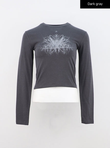 graphic-long-sleeve-top-cn303 / Dark gray