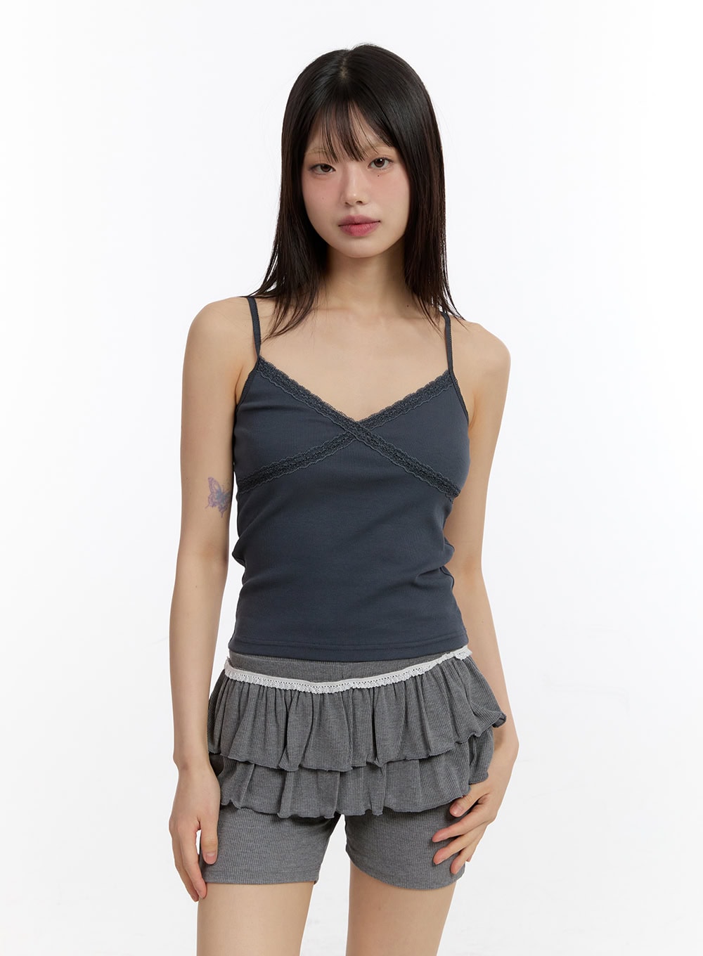 elegant-lace-cami-top-ca509 / Dark gray