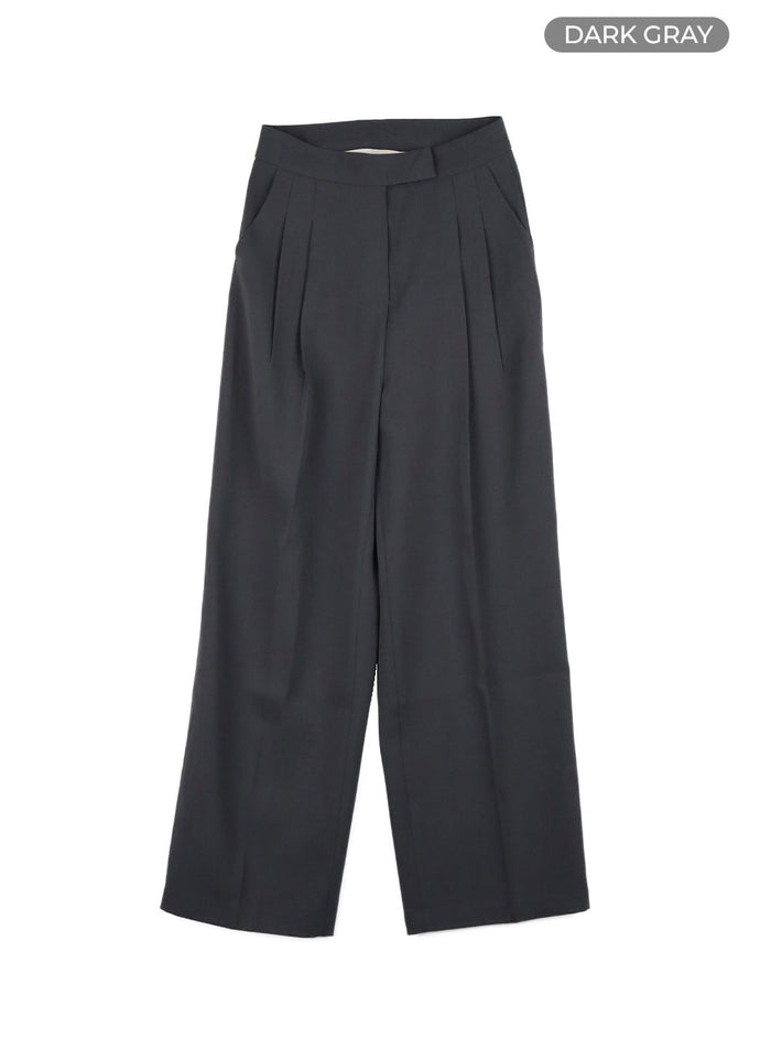 solid-wide-fit-trousers-oy409 / Dark gray