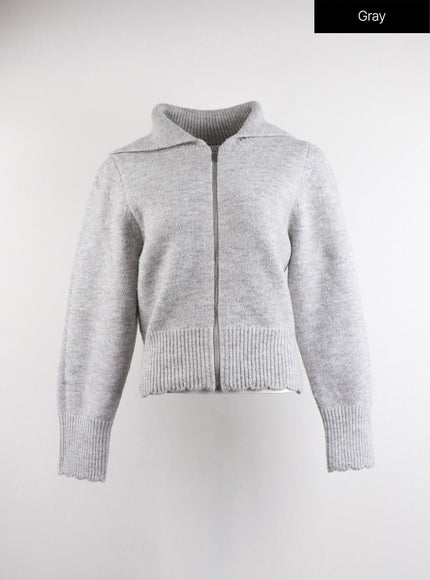 collar-zip-up-sweater-cj416 / Gray