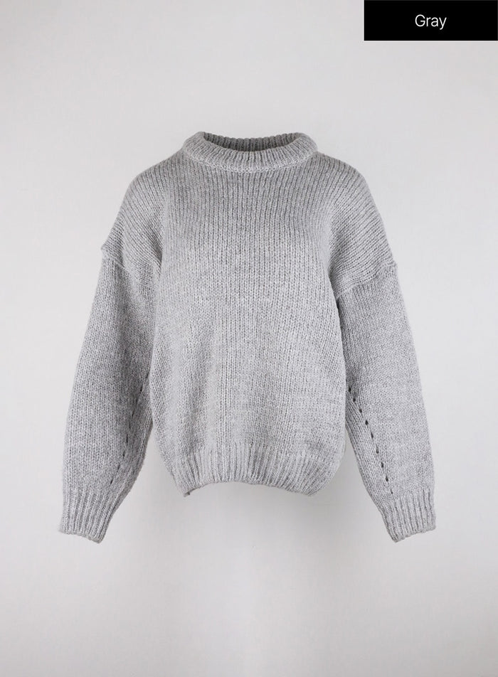 cozy-round-neck-knit-sweater-od326 / Gray