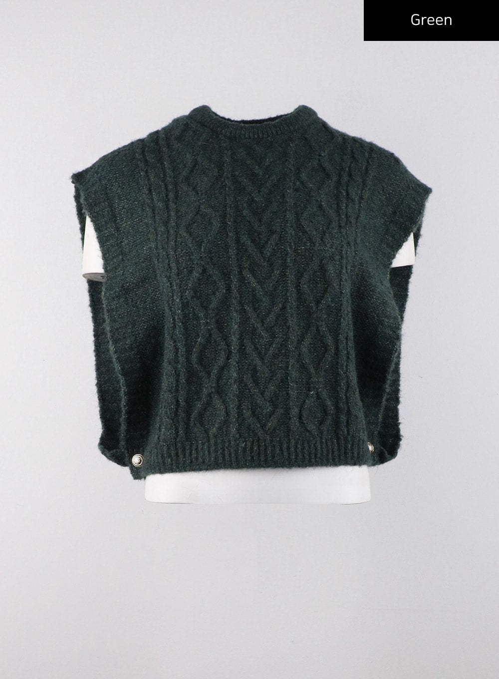 recycled-polyester-cable-knit-sweater-vest-cd314 / Green