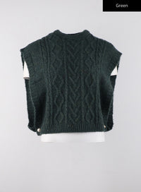 recycled-polyester-cable-knit-sweater-vest-cd314 / Green