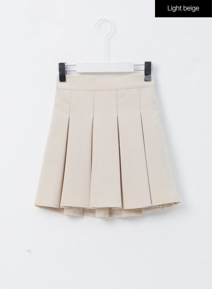 pleated-mini-skirt-os326 / Light beige