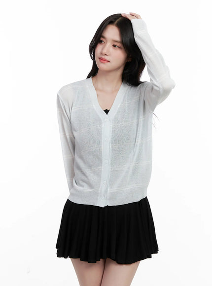 sheer-striped-cardigan-cl515 / Light blue