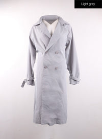 collared-pocket-trench-coat-with-belt-of406 / Light gray