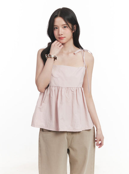 flare-square-neck-ribbon-cami-top-ca511 / Light pink
