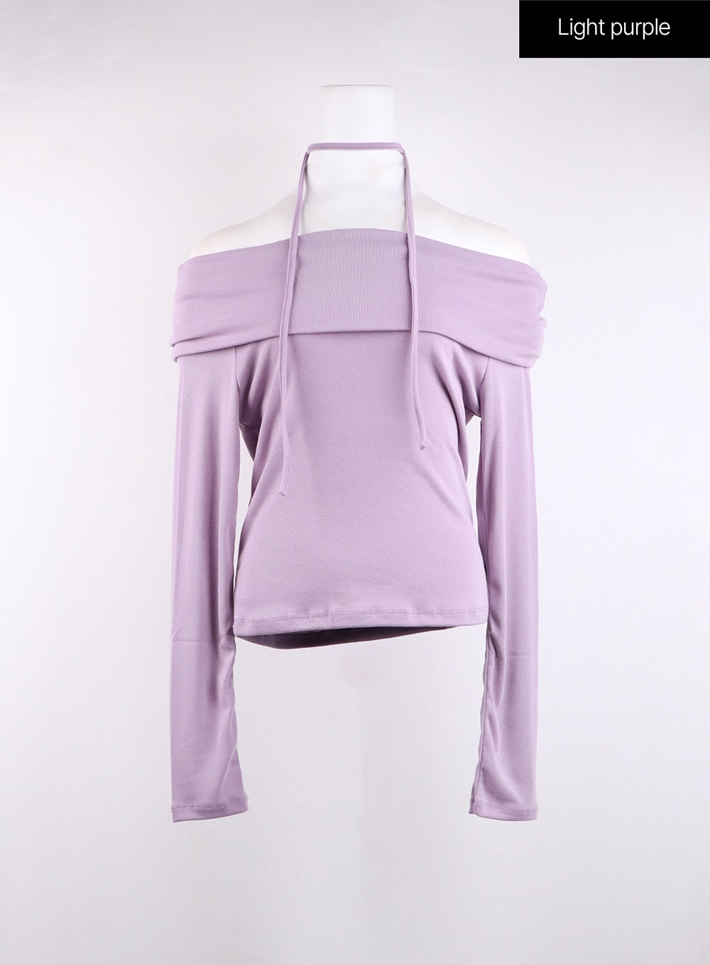 slim-fit-off-shoulder-top-with-scarf-cj418 / Light purple