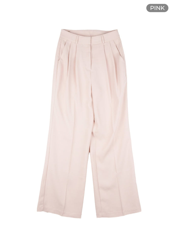 pintuck-straight-leg-tailored-pants-ou407 / Pink