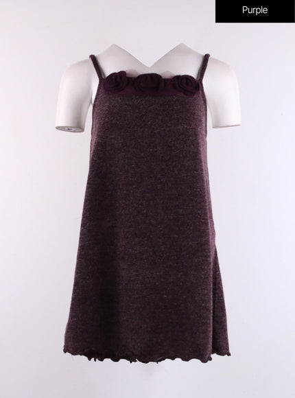 rose-collar-chiffon-cami-midi-dress-cf406 / Purple